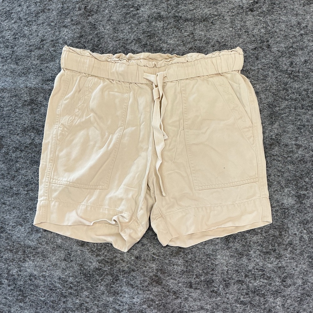Frye X Anthropology Cream Paperbag Waist Embroidered Shorts C